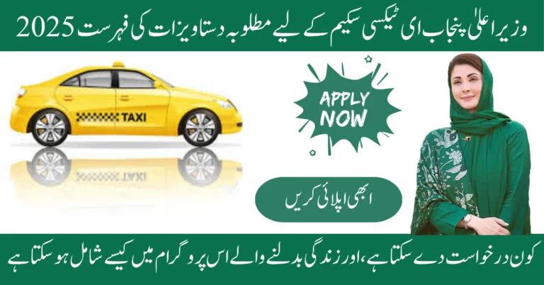 CM Punjab E Taxi Scheme Required Documents list 2025